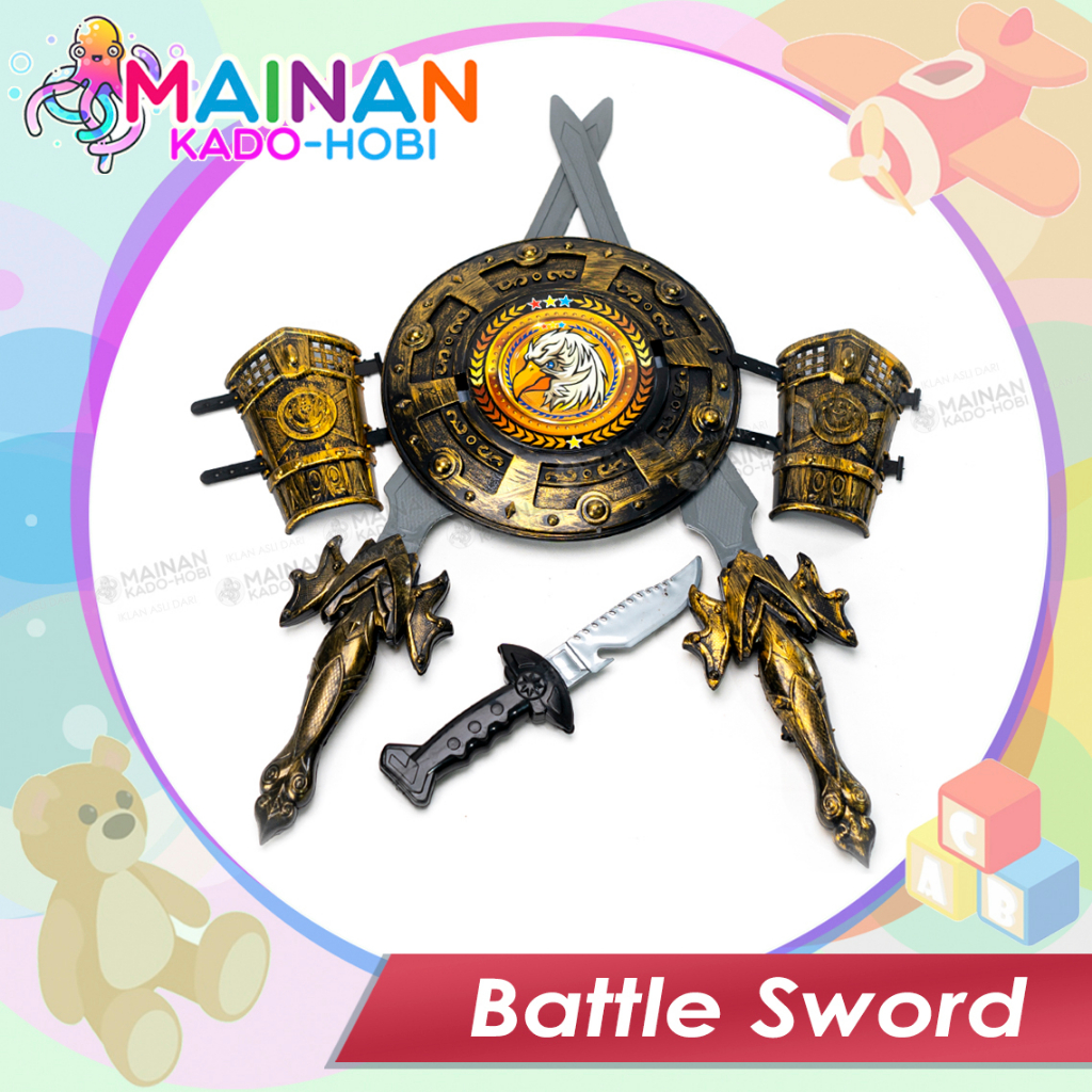 HADIAH ULANG TAHUN MAINAN ANAK LAKI MINIATUR PEDANG BATTLE DYNASTY WARRIOR SWORD SHILED