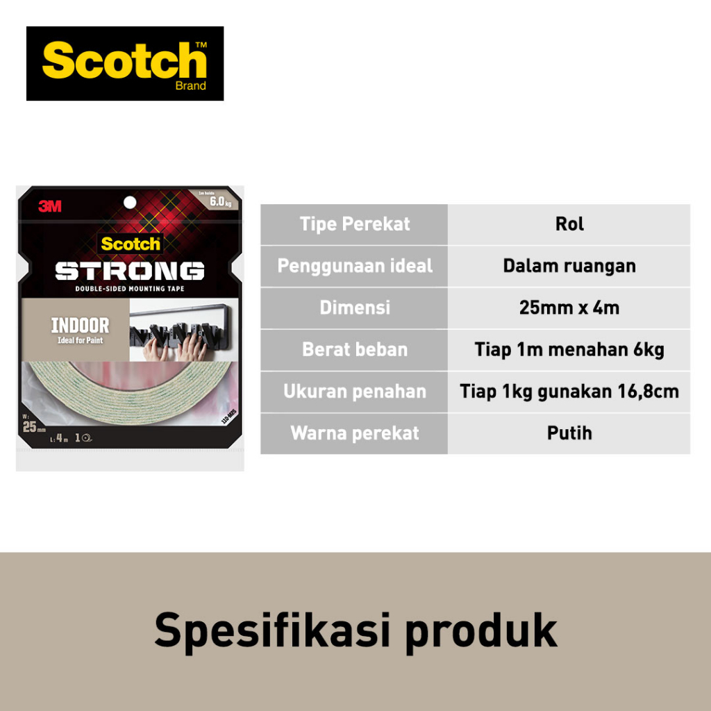 

Double Mounting Tape SCOTCH 3M 110-M25 25 mm x 4 m / Perekat Dua Sisi