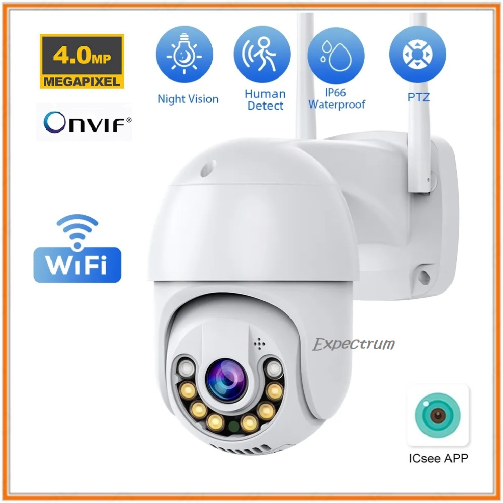 IP Camera / IPCAM Outdoor ICSEE 4MP 1440P,  PTZ Wireless Pan Tilt 6 IR 6 LED, Onvif, Waterproof