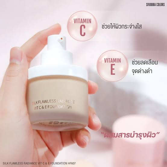 SIVANNA HF607 SIVANNA COLORS LIQUID FOUNDATION WARNA SILK FLAWLESS RADIANCE VIT C&amp;E FOUNDATION