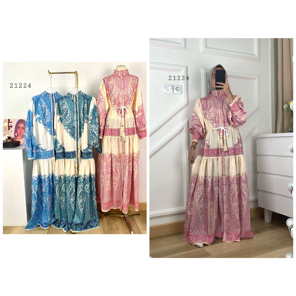21224 LONG MAXI RUFFLE FREE TALI BELT TASEL RX PREMIUM BANGKOK IMPORT GAMIS RUFFLE TINGAKT B4T1K ABS
