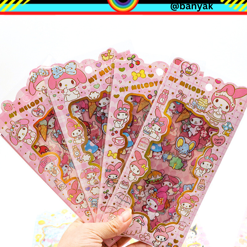 STIKER KUROMI MY MELODY CINNAMOROLL PET DECORATION SANRIO ISI 4 LEMBAR TRANSPARANT SUDAH CUTTING @banyak