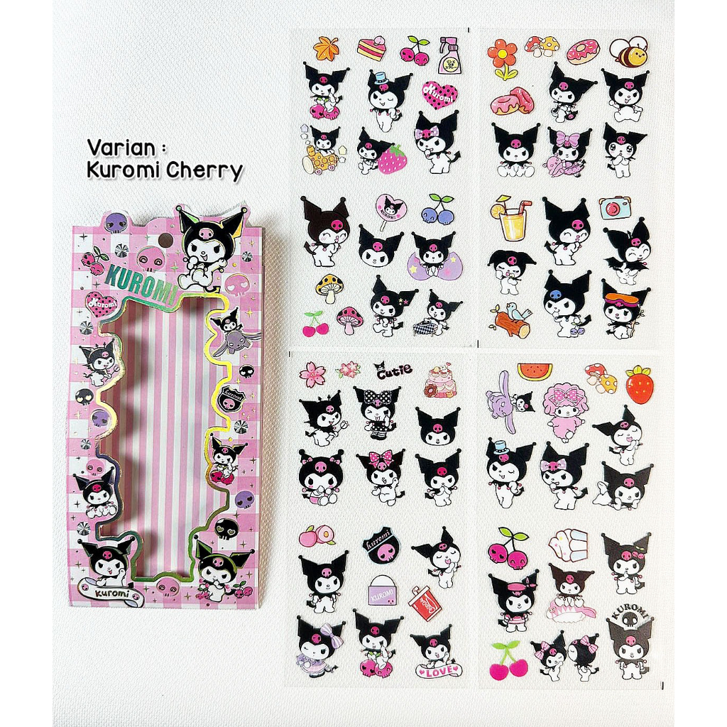 STIKER KUROMI MY MELODY CINNAMOROLL PET DECORATION SANRIO ISI 4 LEMBAR TRANSPARANT SUDAH CUTTING @banyak