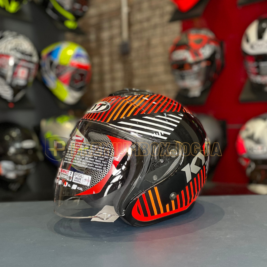 HELM KYT Kyoto #4 Black Red Fluo / HALF FACE / MOTIF