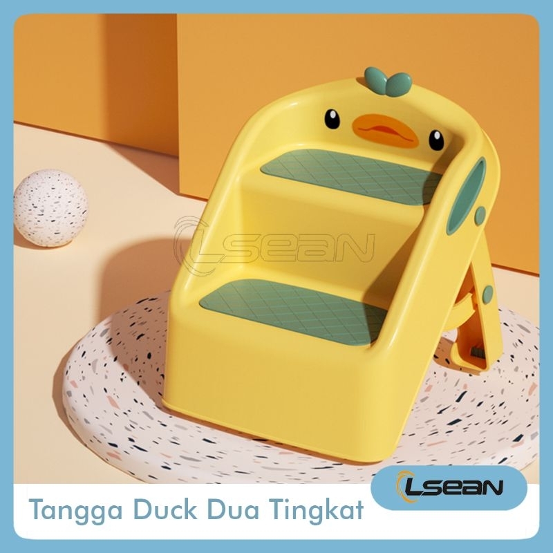 BANGKU TANGGA MINI LUCU DUA TINGKAT PIJAKAN KAKI ANAK ANTI SLIP STEP STOOL MOTIF DUCK