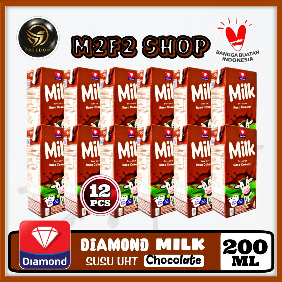 

DIAMOND MIlk Susu Kotak UHT Chocolate | Rasa Cokelat - 200 ml (Kemasan 12 Pcs)