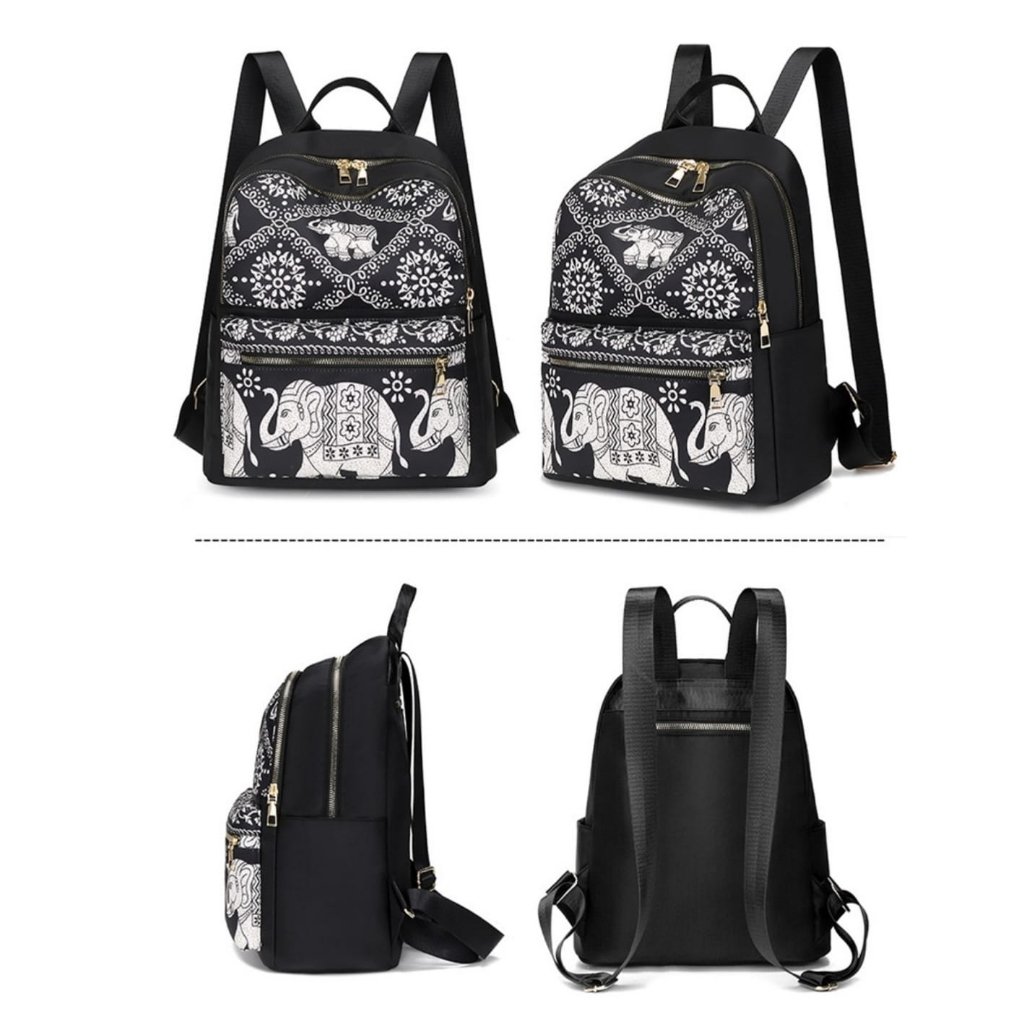 TAS RANSEL WANITA KOREA ANTI AIR PREMIUM BACKPACK MOTIF GAJAH TA795B5 HITAM NORAILA KEKINIAN KULIAH KERJA SEKOLAH DEWASA REMAJA BATAM BRANDED MURAH SIMPLE TERBARU FASHION