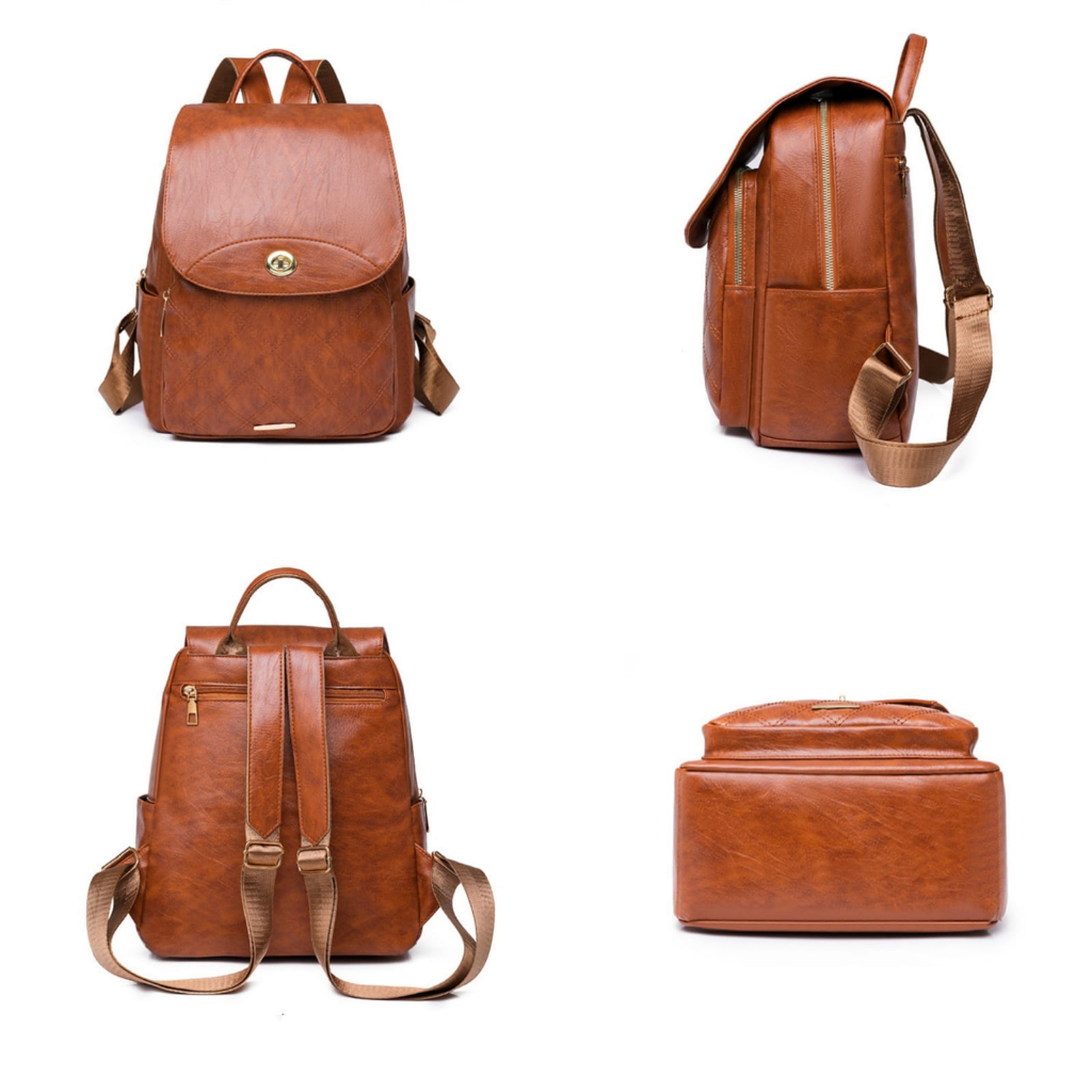 TAS RANSEL WANITA KOREA BACPACK KULIAH SEKOLAH KERJA IMPORT PREMIUM BRANDED TA797B7 SUBSTARA COKLAT KULIT KEKINIAN MURAH REMAJA DEWASA BATAM FASHION TERBARU