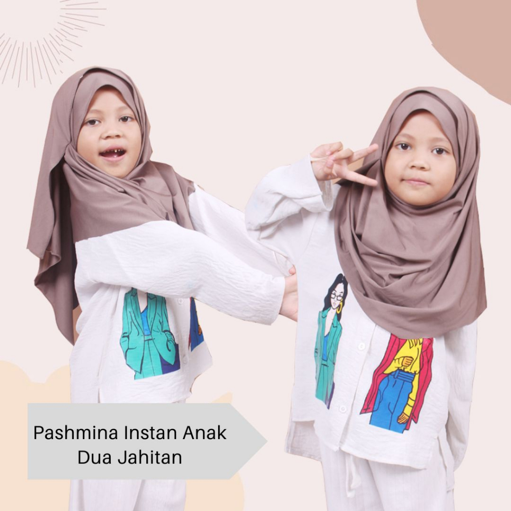 PASHMINA INSTAN ANAK (Dua Jahitan) / Jilbab Anak Pashmina Adem / Hijab Anak Terbaru Usia 5-7 Tahun BILLA