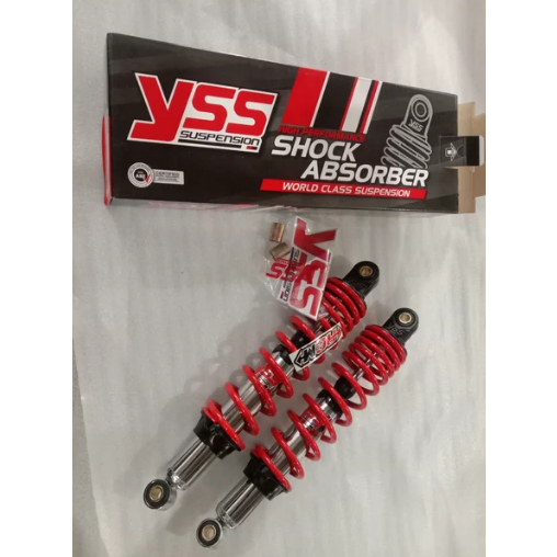 SUSPENSI SUSPENSION PEREDAM KEJUT ABSORBER SHOCKBREAKER SHOCK BREAKER SHOCK SKOK SOK BLK BLKG BELAKANG TOP PRIME 320MM 320 MM MERAH RED BLACK HITAM CHROME RXKING RX KING SUPRA TIGER ORI ORIGINAL YSS