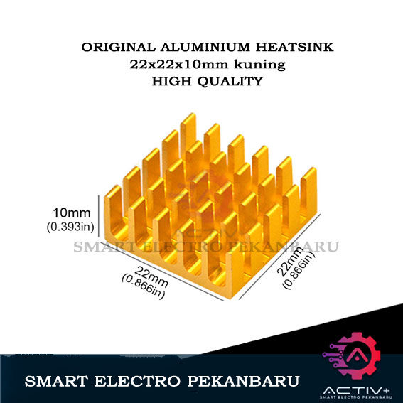 ORIGINAL HEATSINK Aluminum 22x22x10mm Kuning Heat Sink Radiator Cooling Block AluminiumPENDINGIN IC 