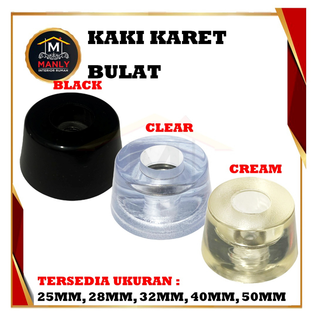 Kaki Karet Clear + RING /Kaki Karet  Hitam Alas Bulat Bening Kursi Meja Bangku Sofa Pengganjal Pelindung (1 PCS)