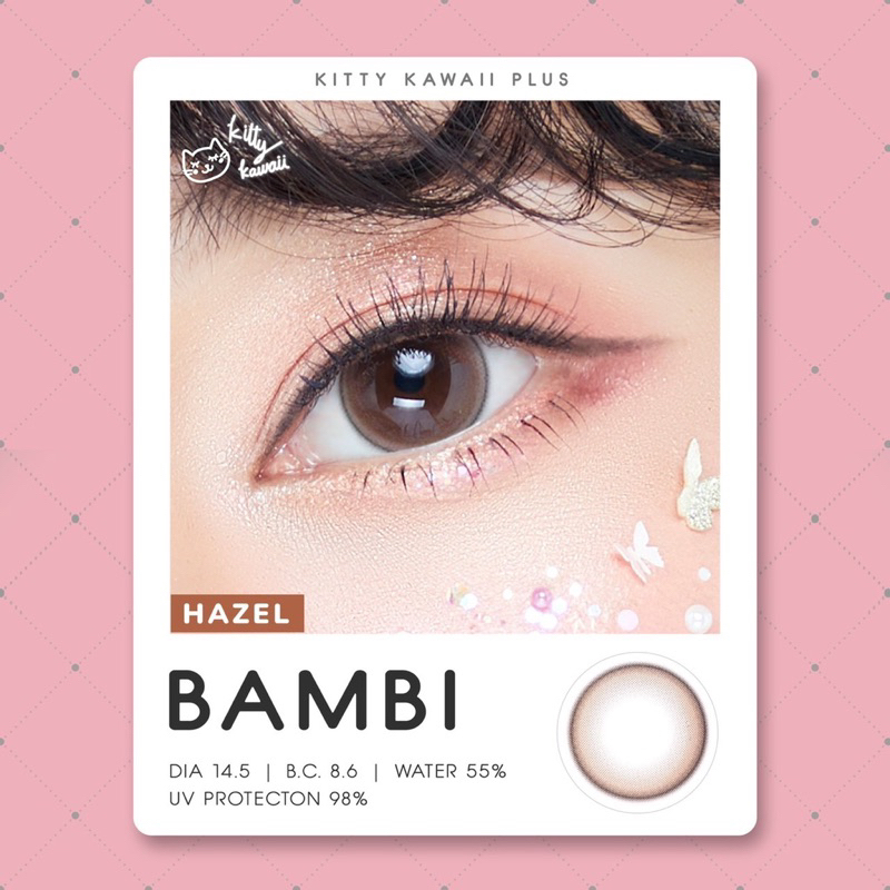 Softlens Kitty Kawaii Bambi Hazel / Coklat Normal Minus Beda Minus