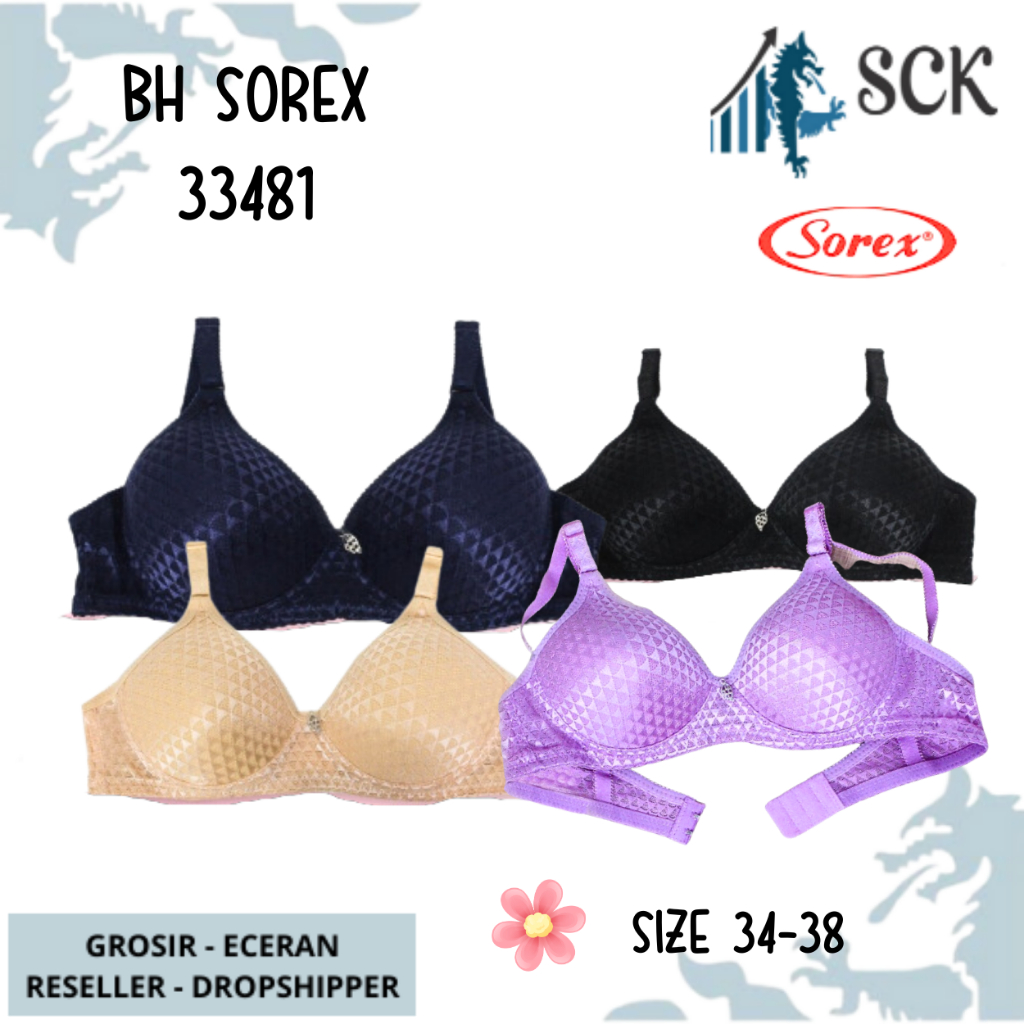 BH SOREX 33481 Busa Sedang Tanpa Kawat Kait 3 Setara Cup B-C / BH SOREX Busa Tipis / Pakaian Dalam Wanita