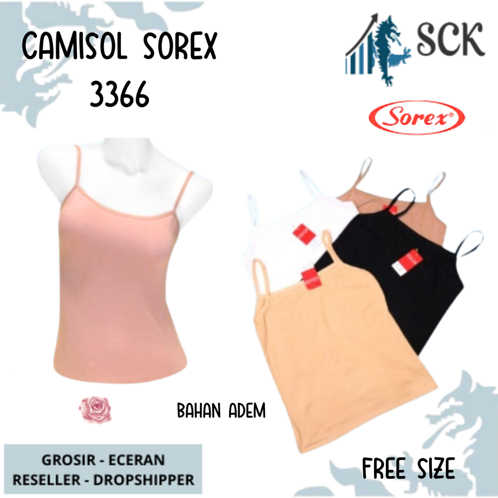 Camisol Tanktop Wanita Sorex 3366 - ATASAN SINGLET / TANKTOP WANITA PANJANG DENGAN TALI KECIL