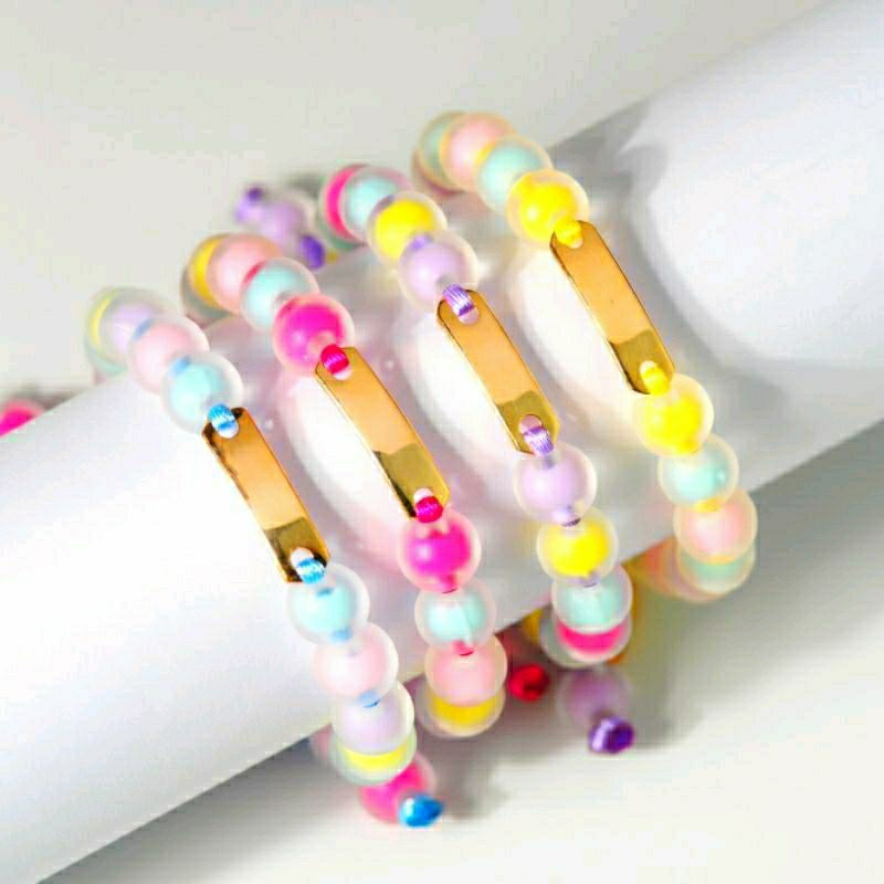 Gelang Tali Dewasa Candy Pop - Plat Emas Panjang Bisa Custom Tulisan - Toko Emas Gadjah