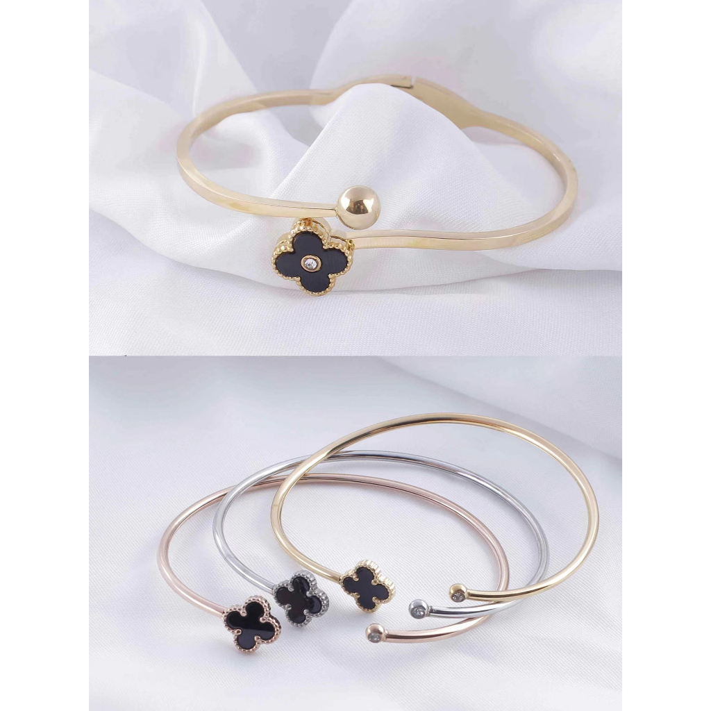 Gelang Titanium Permata Hitam Fashion Jewelry 4449/0257