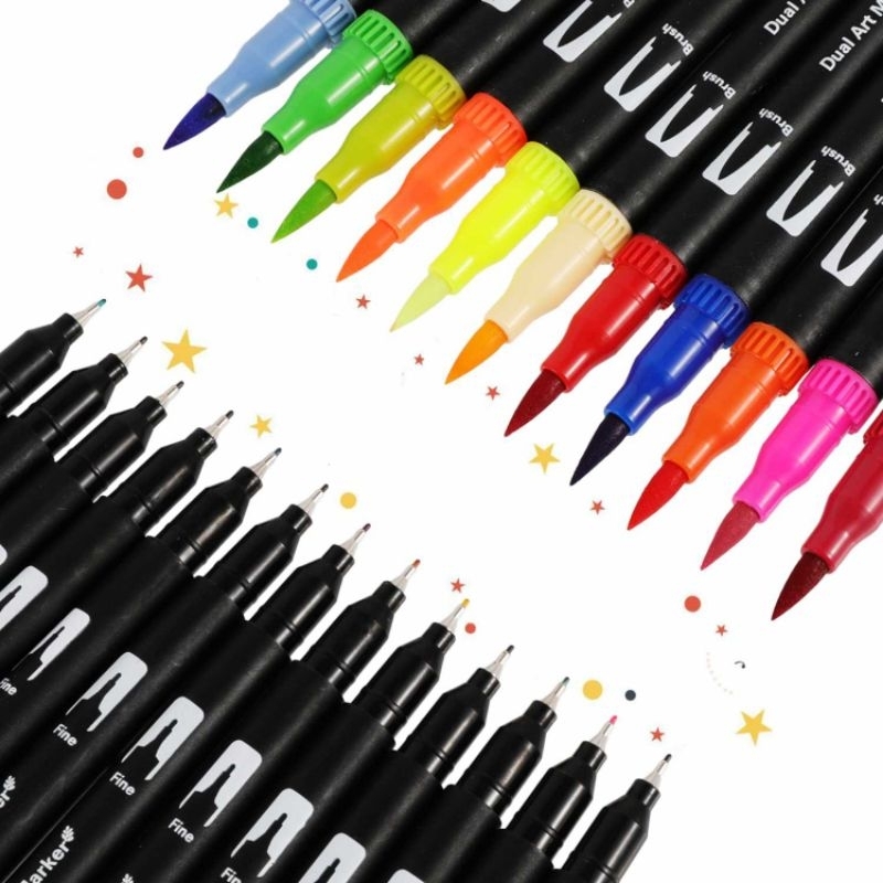 Kolorowy 12 Color Spidol Double Head Drawing Pen Fine Art Watercolor Set - MKB