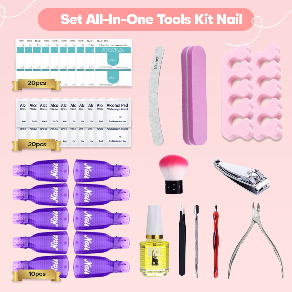 Pretty Paket Home Salon Bebas pilih 12pcs Manicure Kit Dengan 54W UV Led Nail Lamp Starter Kit 36IN1/All-In-One Tools Kit Nail Building Finger Extension Soak Off UV Gel Polish Art 13Pcs Set