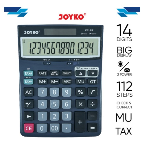 

Calculator Kalkulator Joyko Cc-33 14 Digits Check Correct