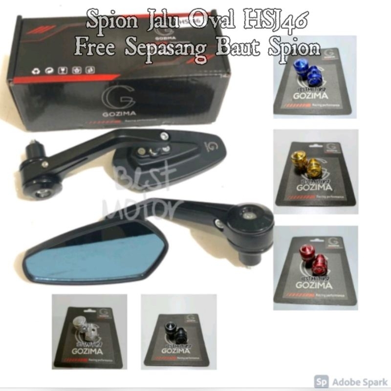 Spion Jalu Oval Bar End Gratis Sepasang Baut Spion Universal Motor Full CNC Spion motor