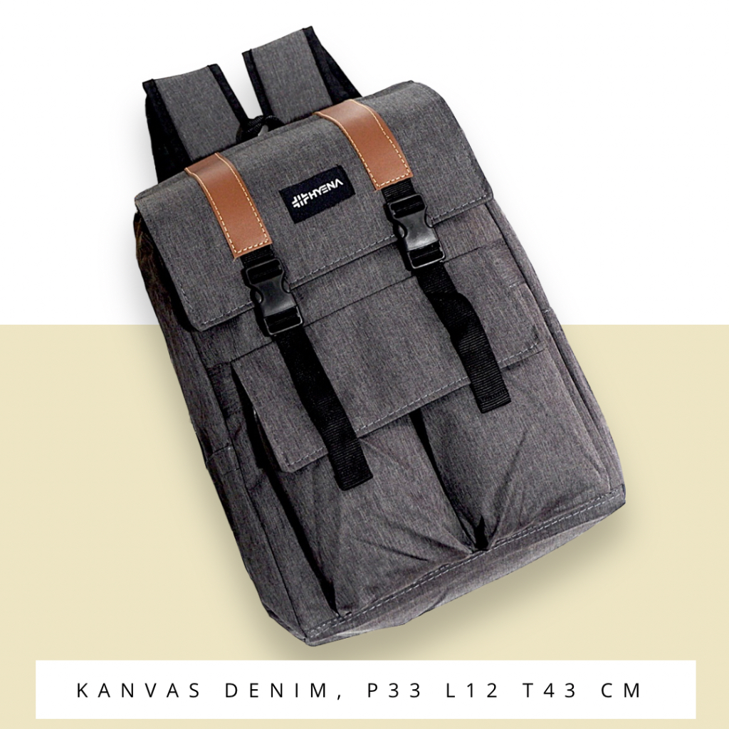 Ransel kanvas super premium tempat laptop bahan denim muat banyak barang ada tempat botol minum