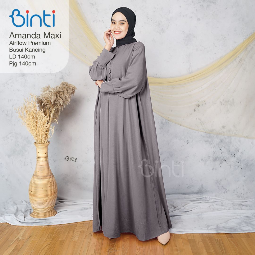 Amanda Maxy Baju  Gamis LD 140 Jumbo XXXXL Bigsize Warna Putih Bahan Airflow Premium By Binti