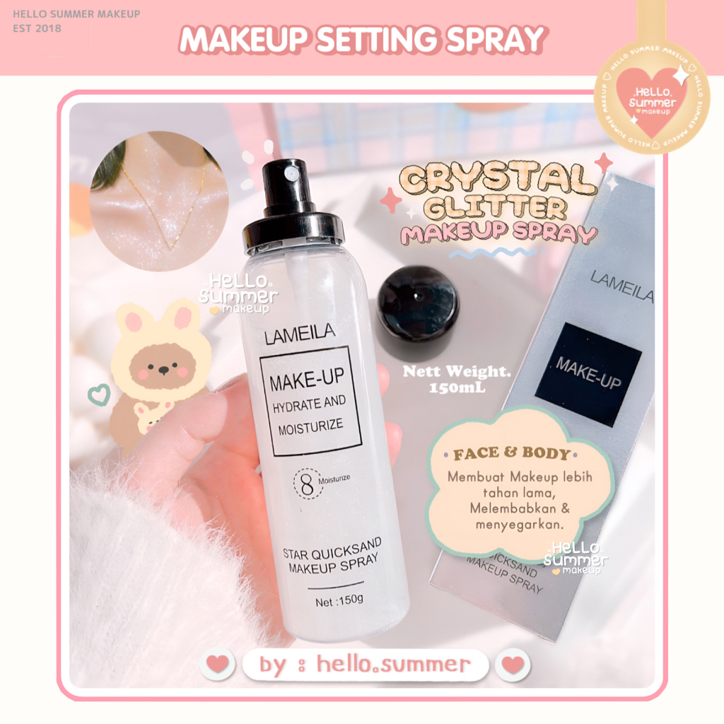 Crystal Glitter Makeup Setting Spray Face &amp; Body 150ml Lameila