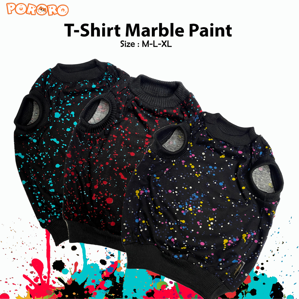 Pororo - Baju Kucing Motif Marble Paint