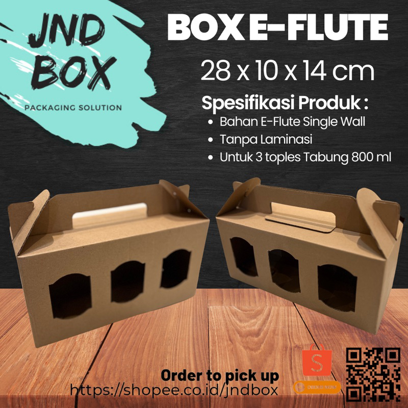 Box Eflute 28 x 10 x 14 cm (Toples Tabung 800 Ml x 3) Min Order 5 Pcs