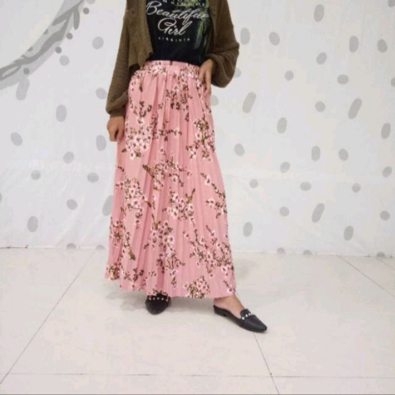 free ongkir rok bunga melati/rok Daisy premium/ rok motif terbaru/rok plisket panjang