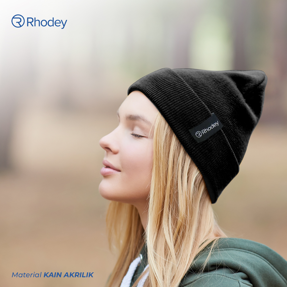 Topi Kupluk Rajut Beanie Hat - OMHAUOBK Black