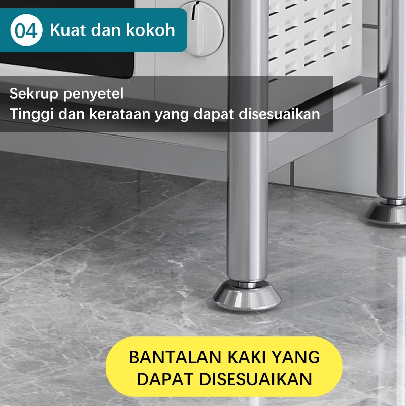 Weyon Sakura Rak Dapur Stainless Steel 5 Susun Rak Oven Microwave Rak Barang Serbaguna Rak Penyimpanan(BXG）