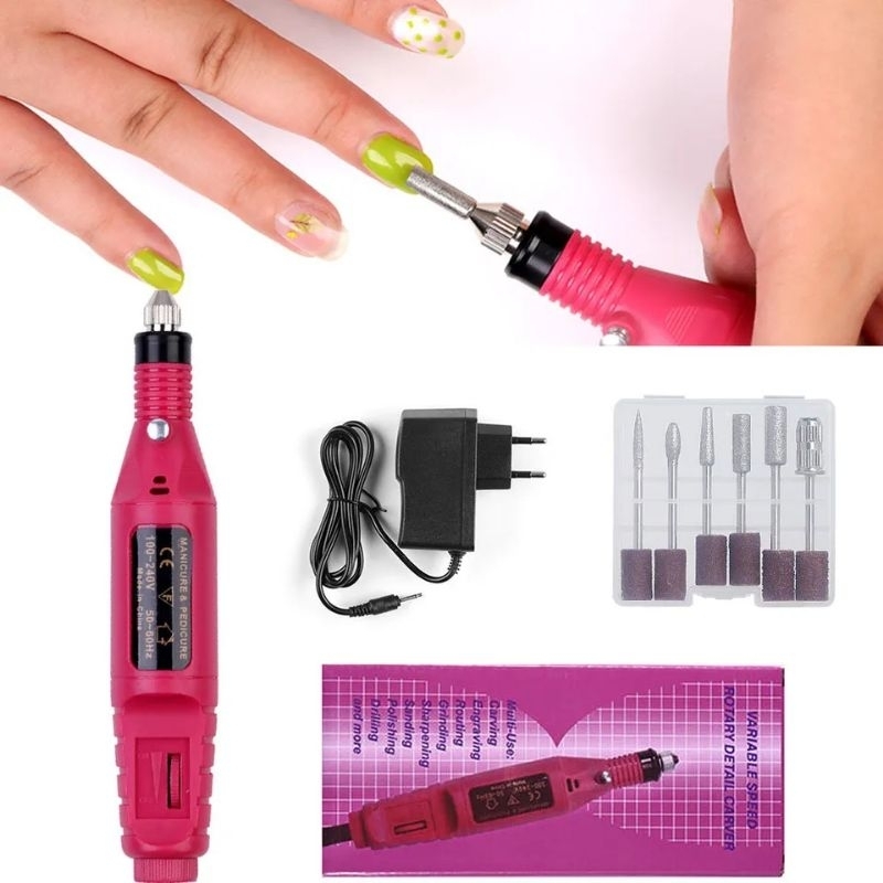 profesional salon nail art electric nail art drill grinding manicure pedicure manikur alat kikir amplas poles kuku elektrik nail art drill grinder bor kuku elektrik mini adjustable speed bisa atur kecepatan