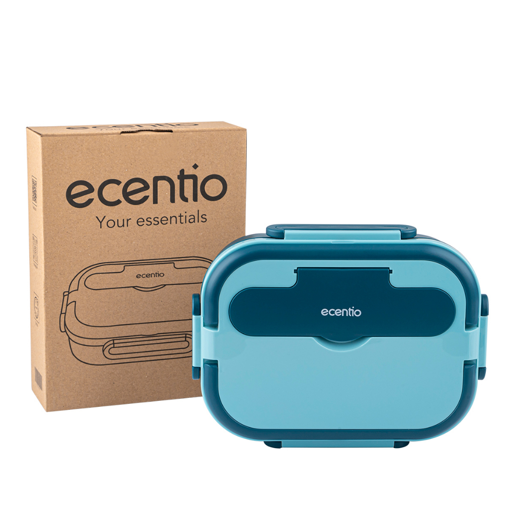 ecentio Kotak bekal makan stainless  5 sekat + tempat sup Lunch Box  termal anti tumpah tempat makan Tahan Panas 1000ml  with Sendok