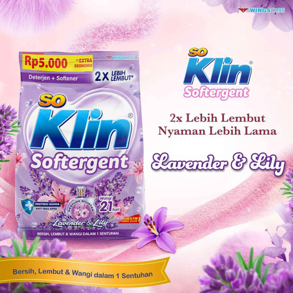 Deterjen Bubuk* So Klin Softergent* Lavender &amp; Lily* 215gr