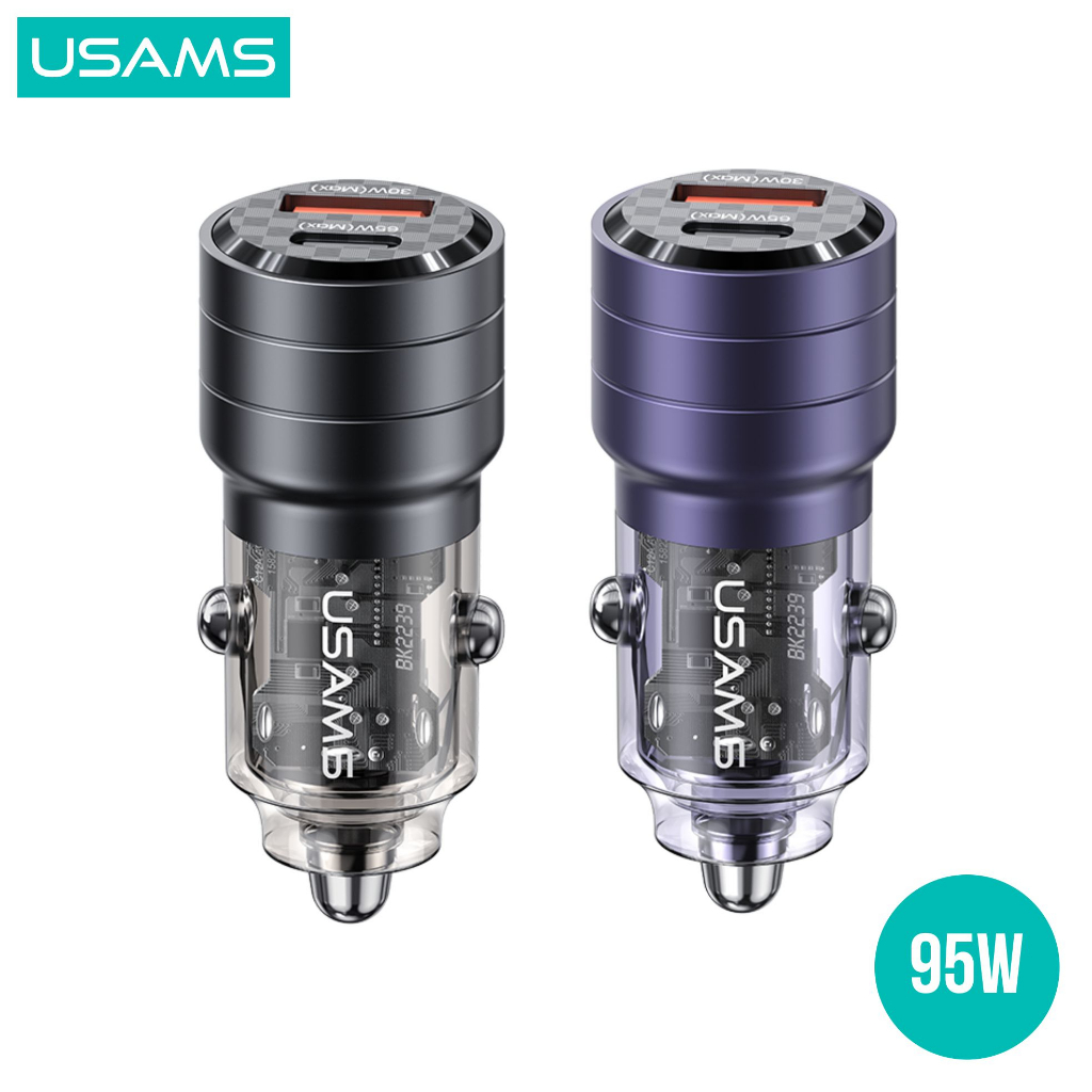 USAMS C36 Car Charger Mini 95W A+C Transparent Aluminum Alloy