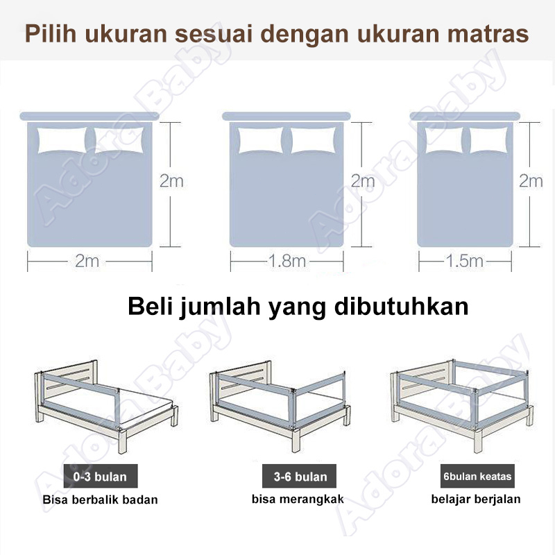 Ready stock✅[ Tinggi 100CM ]Baby Bedrail Import 180CM/Pagar Kasur Pengaman Baby 200CM/ Pembatas Kasur Pagar Bayi Strong &amp; Tall 160CM/Bedguard Fence/Pengaman Kasur Untuk Bayi/Pagar Tempat Tidur Bayi/Pagar Pengaman Bayi