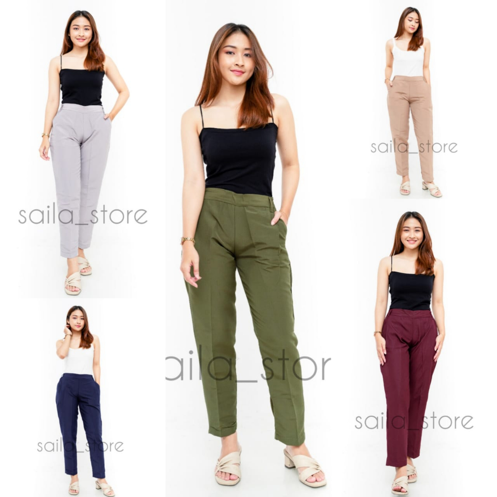Celana Katun Kerja Kantor Wanita Highwaist Terbaru Office Pants