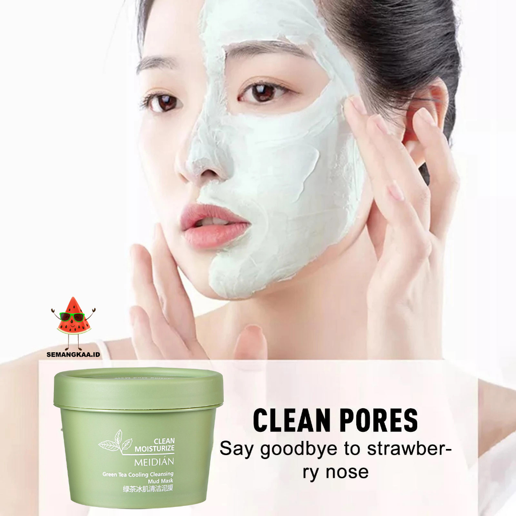 Masker Wajah  Green Tea Clay Mask Green Tea Pore Clean brighten and moisturize facial skin I Mask Masker Komedo Masker Jerawat ORIGINAL 120gr