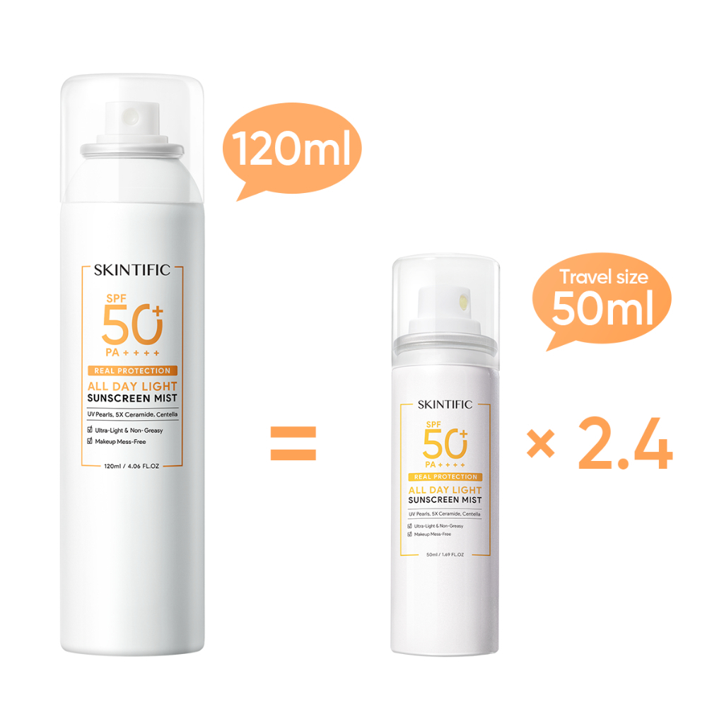 ★ BB ★ SKINTIFIC All Day Light Sunscreen Mist SPF50 PA++++ | Sunscreen Spray Anti UV Wajah/Body Spray 50ml