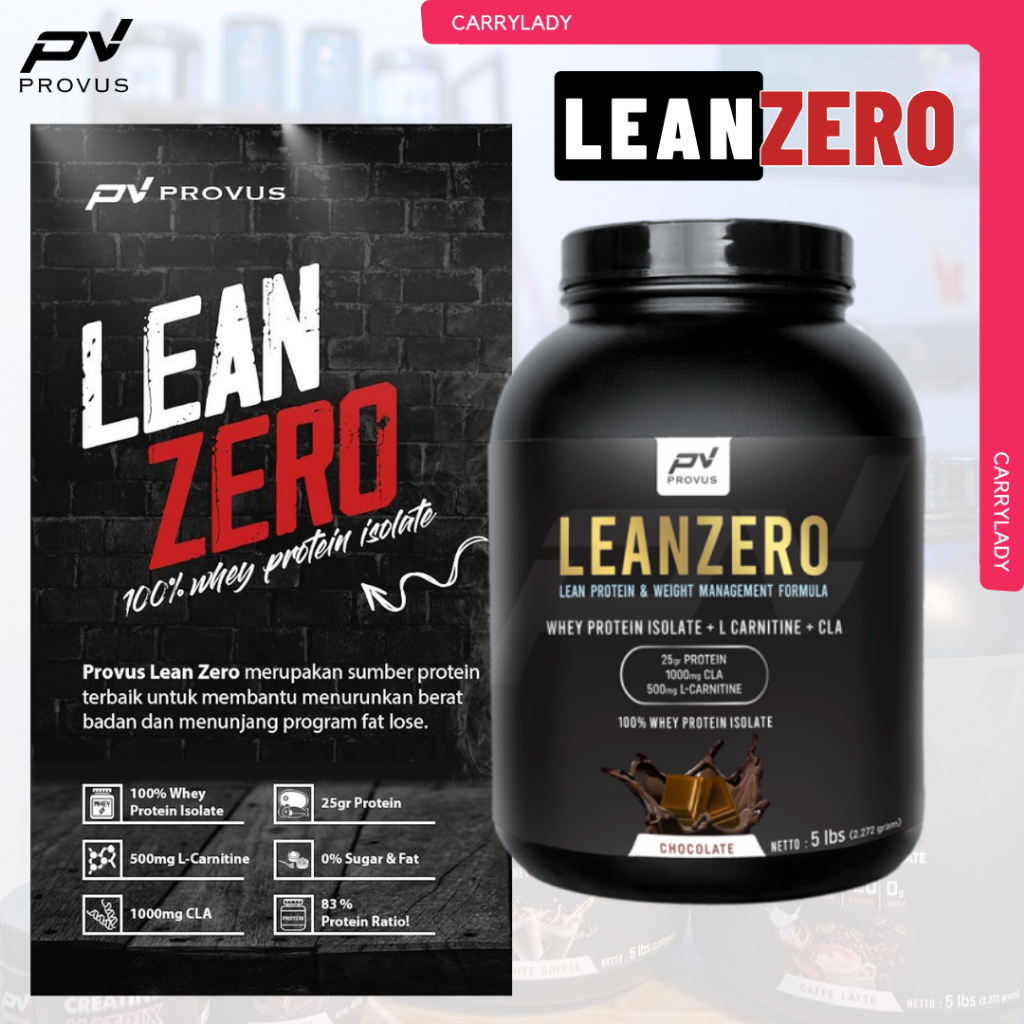 Provus Lean Zero Whey Protein Isolate Dan Fat Burner 5 Lbs Whey Protein 100% Isolate + Fatburner 75 Serving