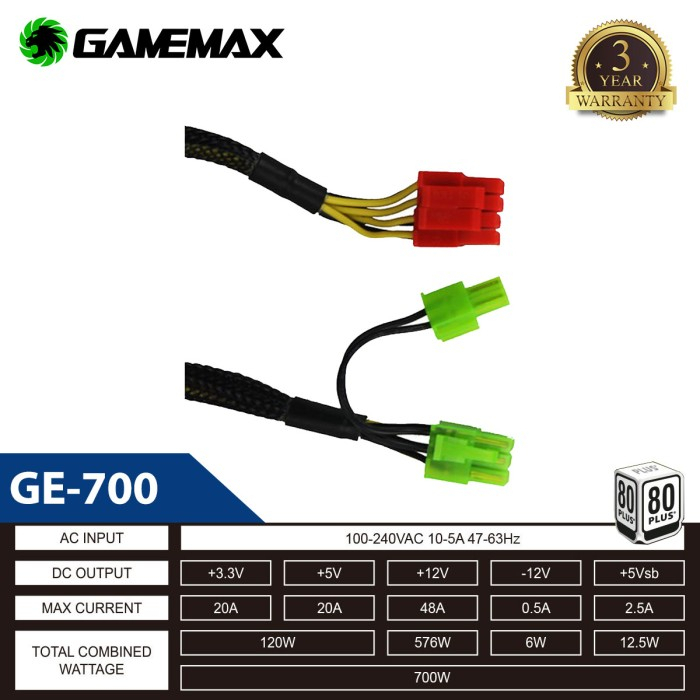 Power Supply Gamemax GE-700 80Plus Value Gaming - PSU 700Watt