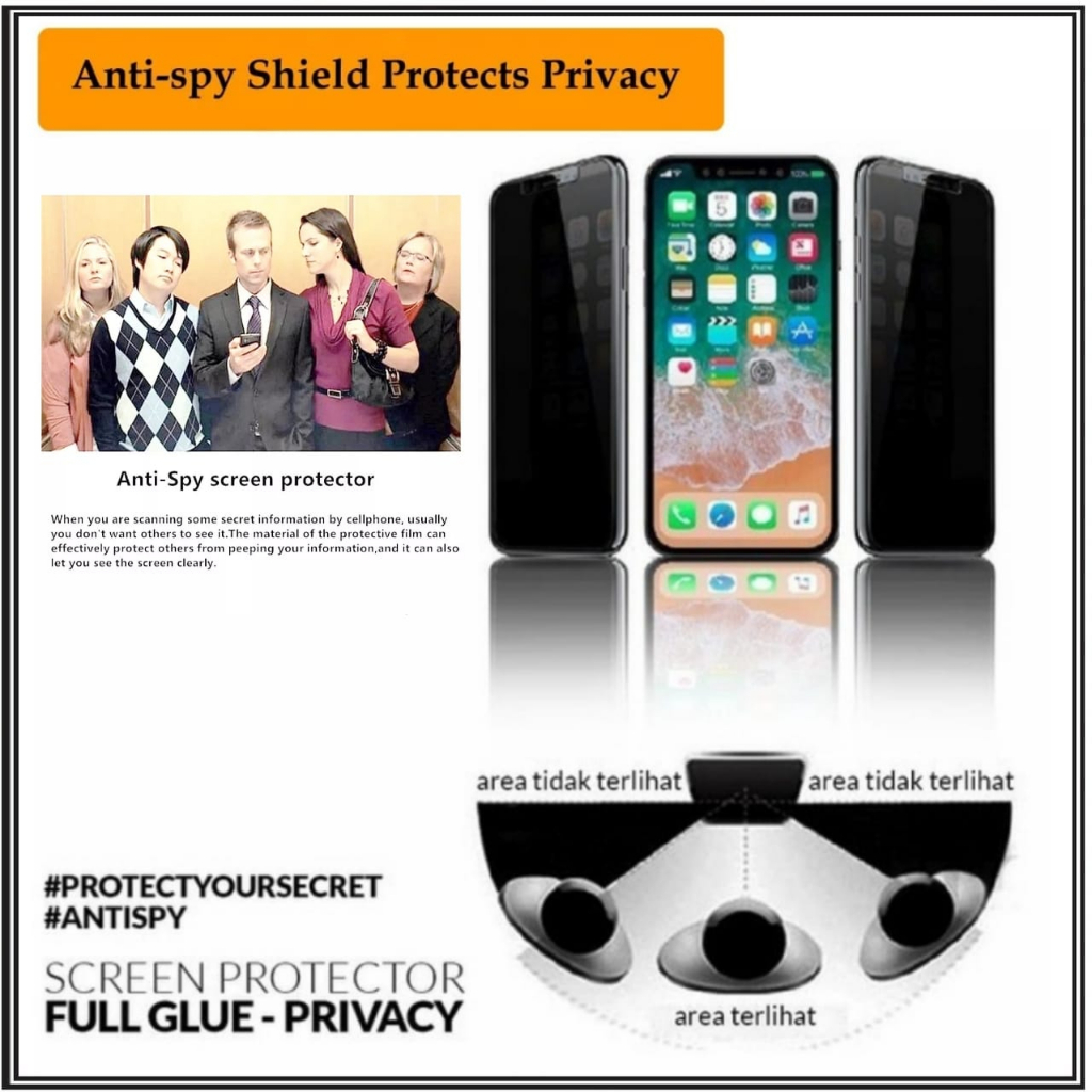 Samsung A23 5G M14 5G Tempered Glass Full Glue Anti Spy PRIVACY