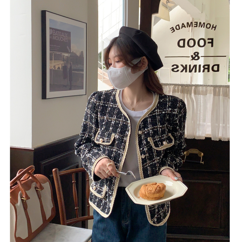 Jacket Korean Style Wanita Lengan Panjang Premium Kekinian Cardigan Crop Vintage Terbaru Baju Atasan Wanita