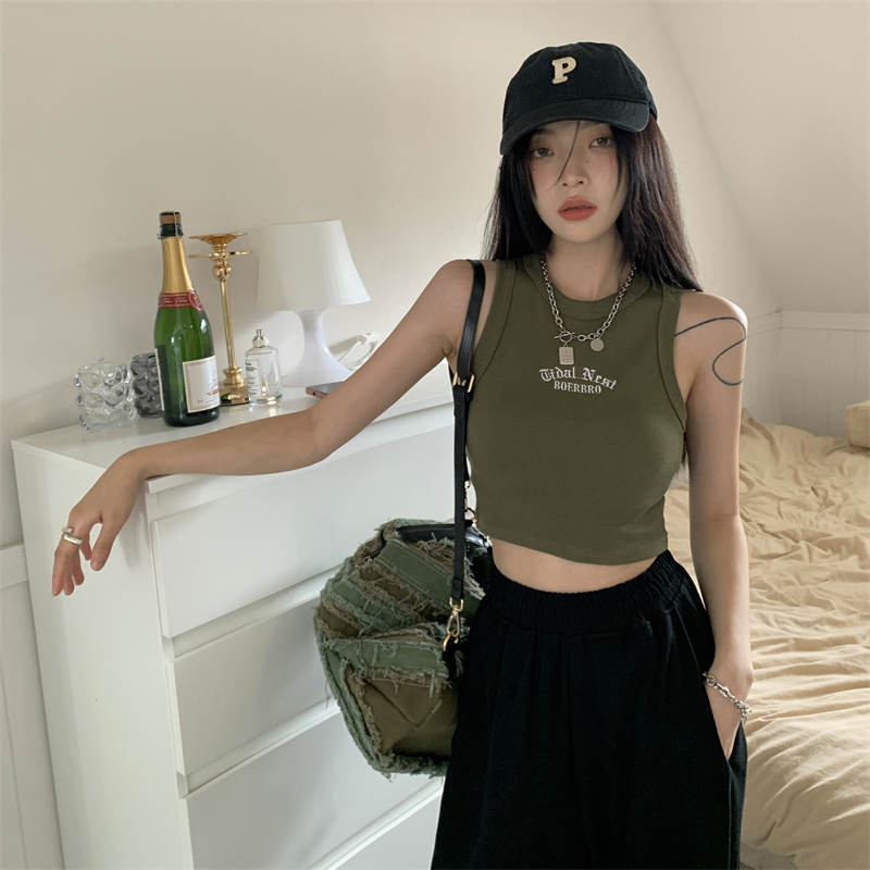 Korean Style Tanktop Crop Wanita Import Vintage kekinian Tank Atasan Wanita