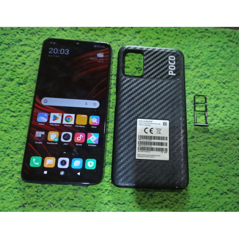 POCO M3 LCD FRAME DAN BACKDOOR ORIGINAL COPOTAN NORMAL TESTED