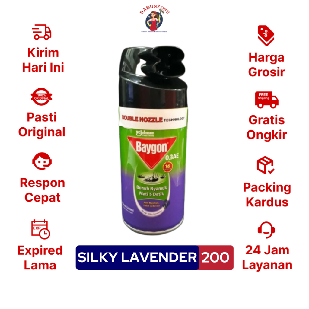 Pembasmi Serangga Baygon Silky Lavender 200 ml