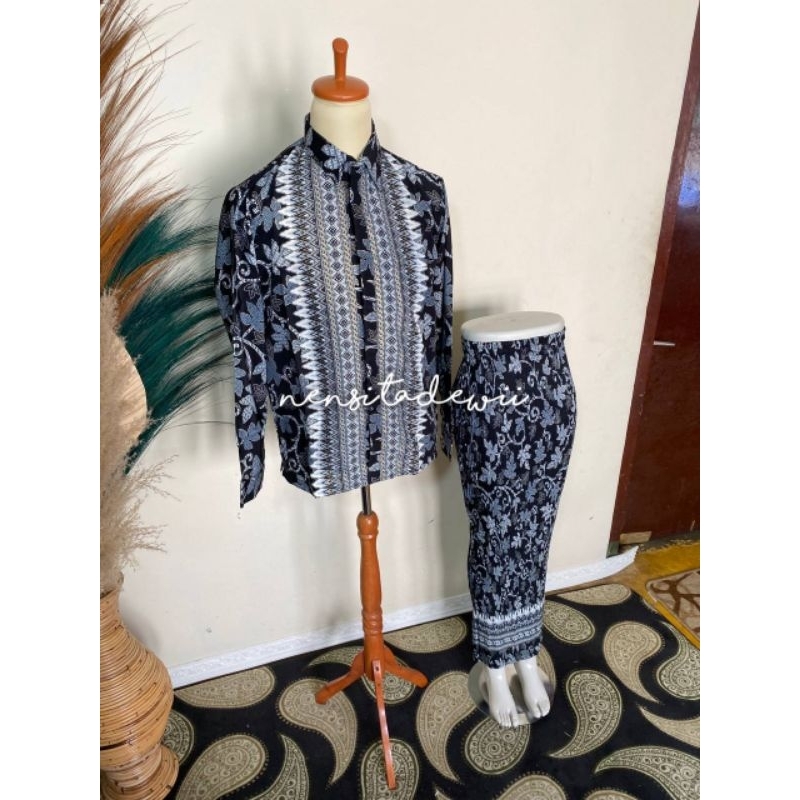 [1 Set] Kemeja + Rok Plisket Premium, Motif Yugala