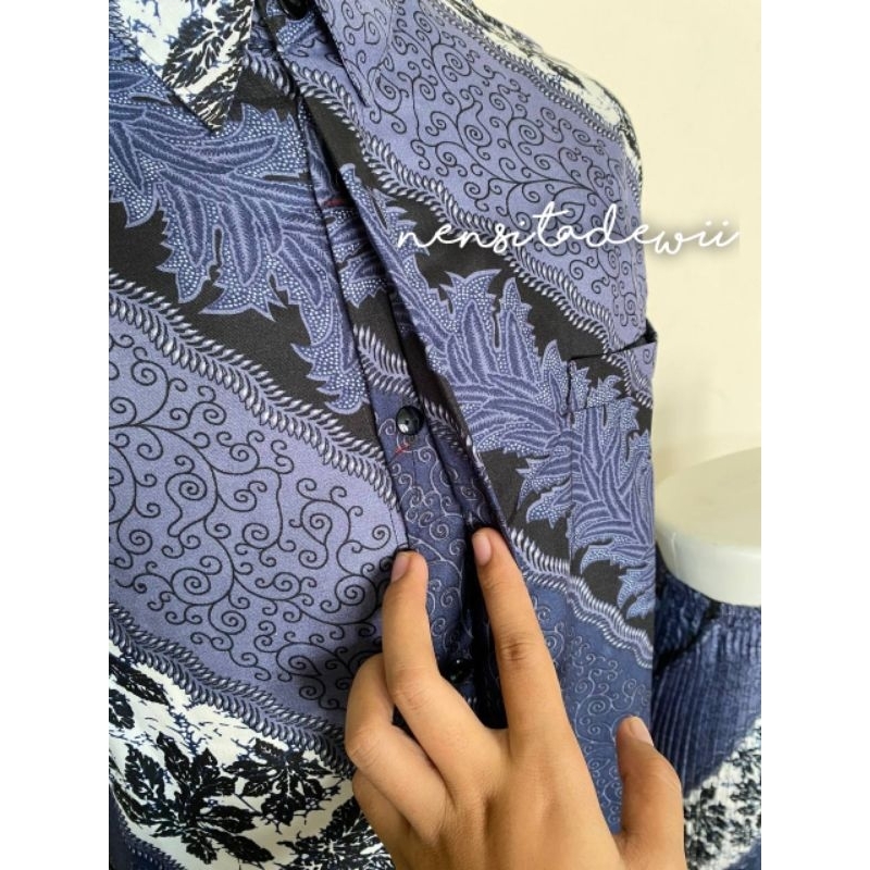 [1 Set] Kemeja + Rok Plisket Premium, Motif Lereng Kenanga